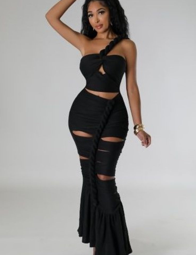Shadow Siren Ruched Cutout Gown