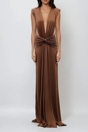 Plunge Twist Maxi Dress