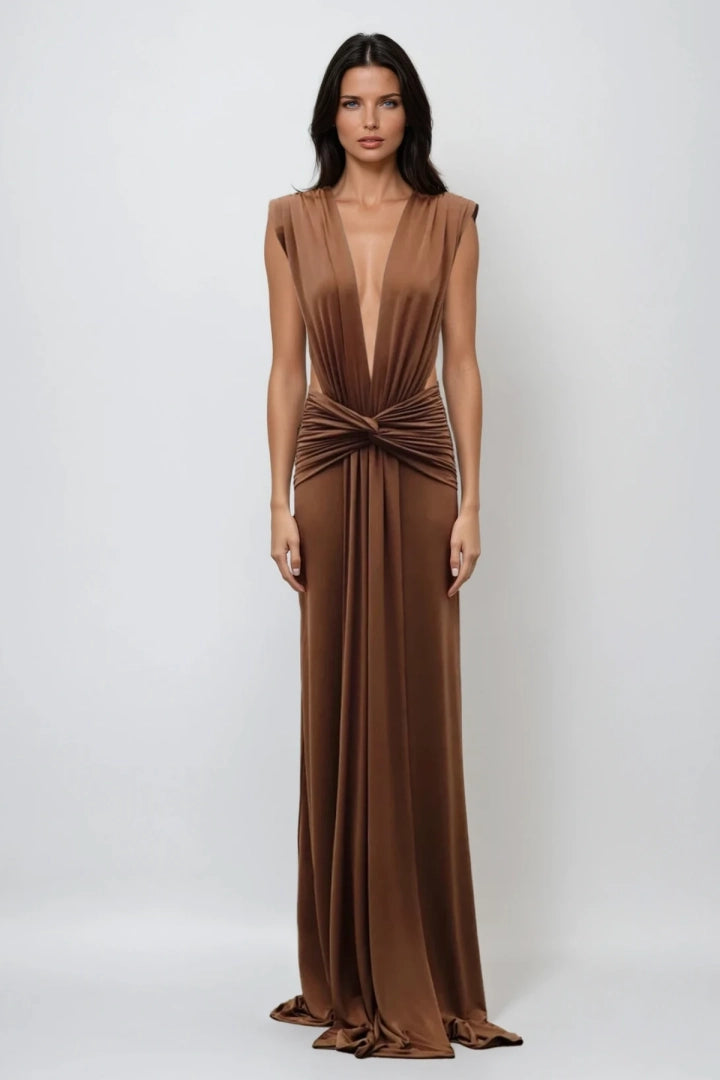 Plunge Twist Maxi Dress