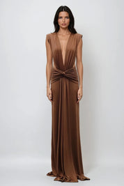 Plunge Twist Maxi Dress