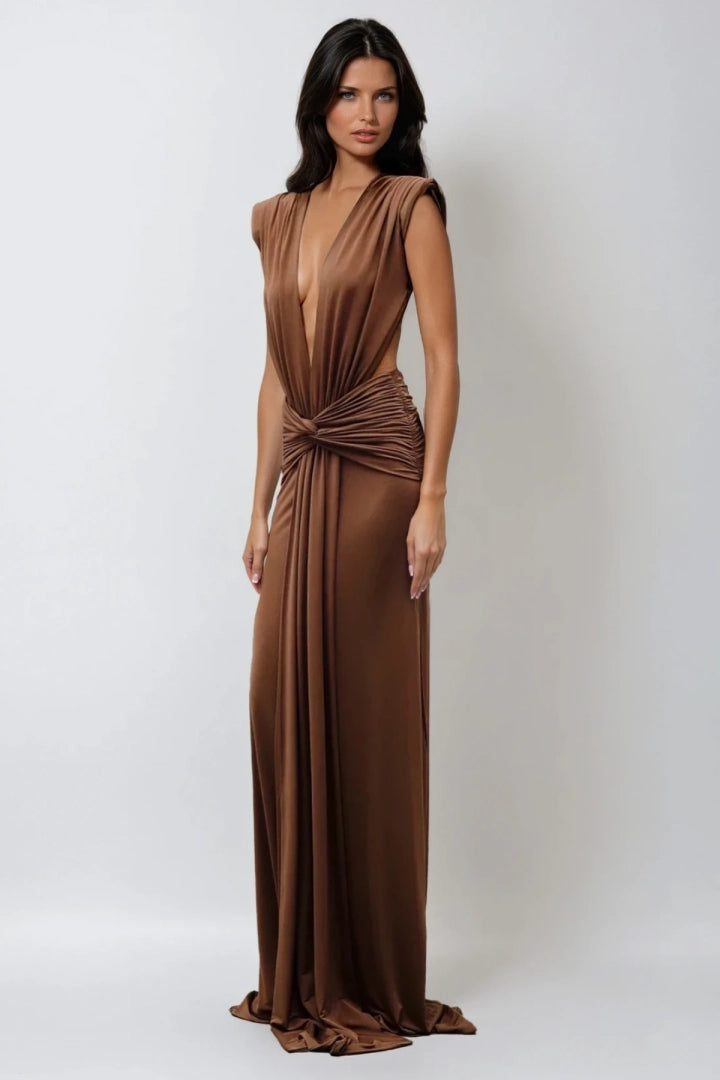 Plunge Twist Maxi Dress
