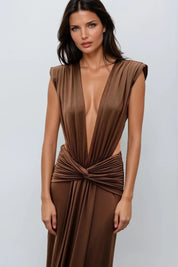 Plunge Twist Maxi Dress