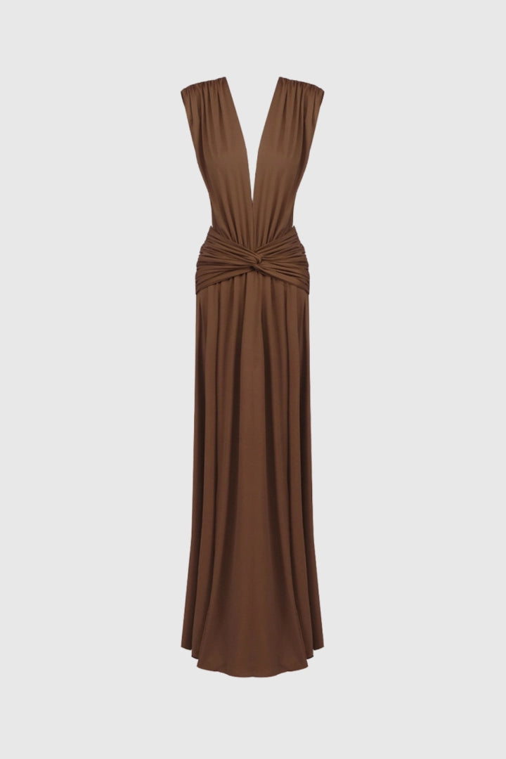 Plunge Twist Maxi Dress
