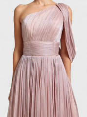 Blush Athena One-Shoulder Gown