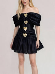 Midnight Muse Heart Detail Mini Dress