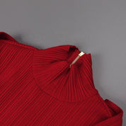 Crimson Contour High-Neck Gown