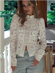 Lace Mandarin Collar Top