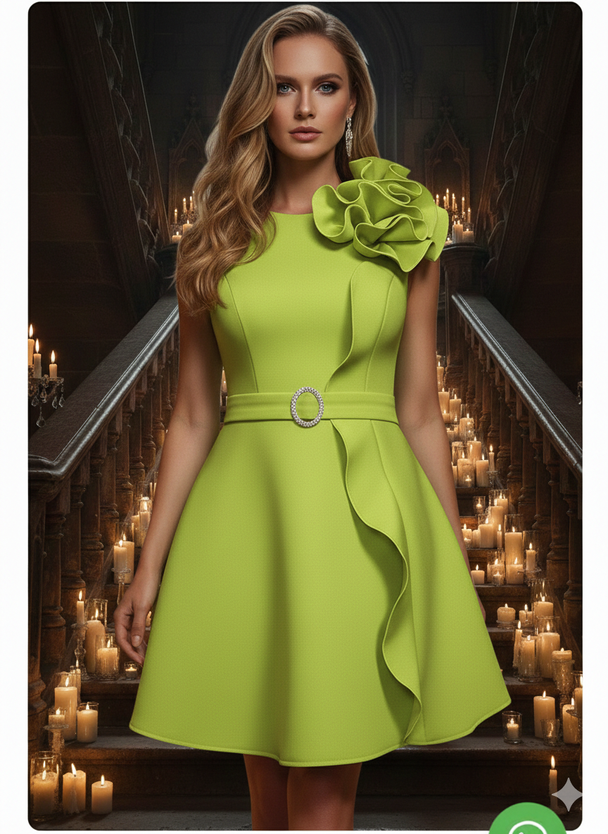 Lime Radiance Floral Accent Dress SE