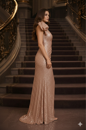 Glamorous  One-Shoulder Sequin Gown