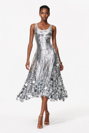 Ethereal Silver Sequin Maxi Gown