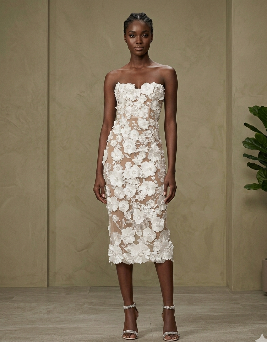 Petal Whisper Strapless Dress
