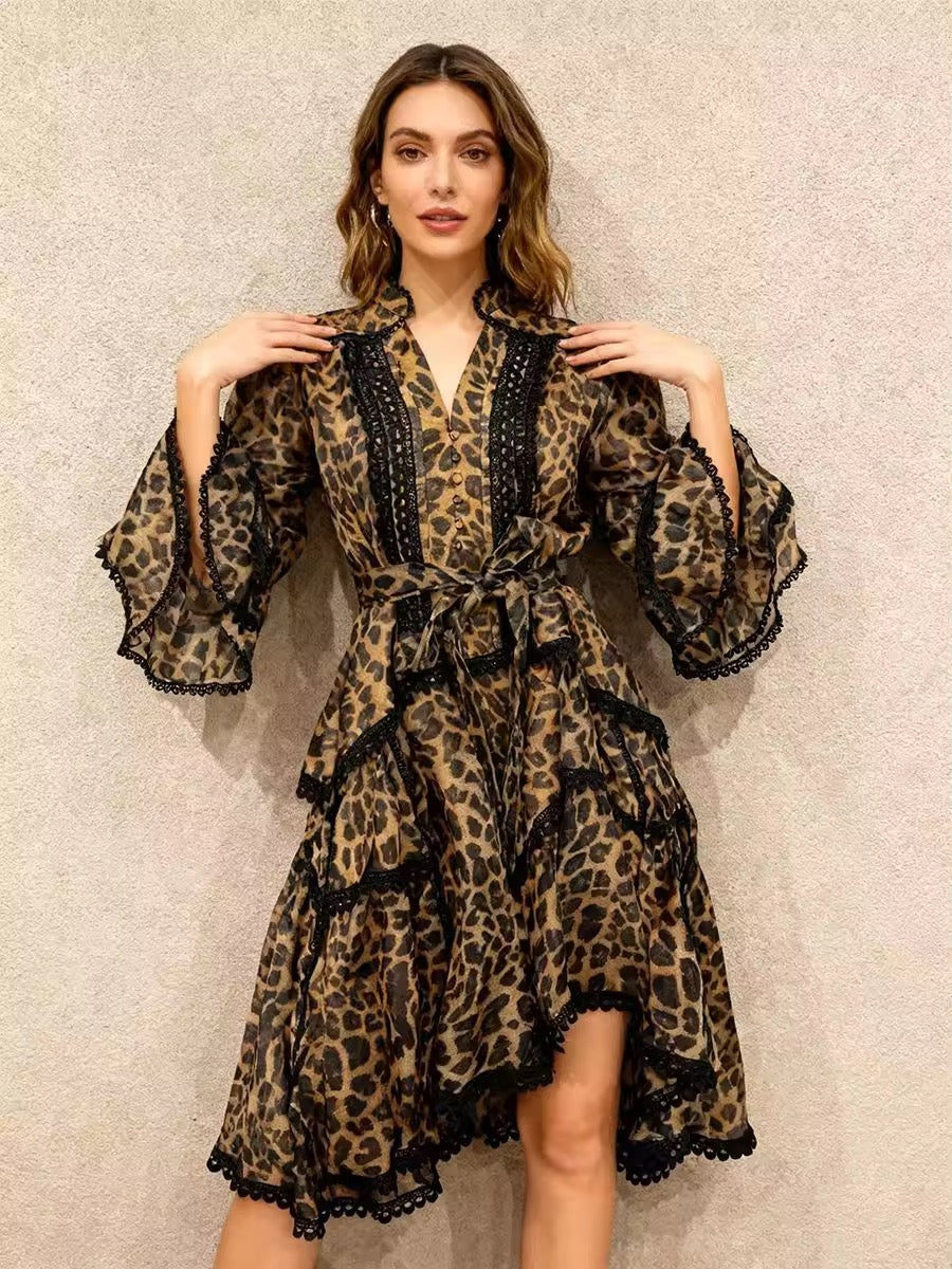 Savage Luxe Leopard Ruffle Dress