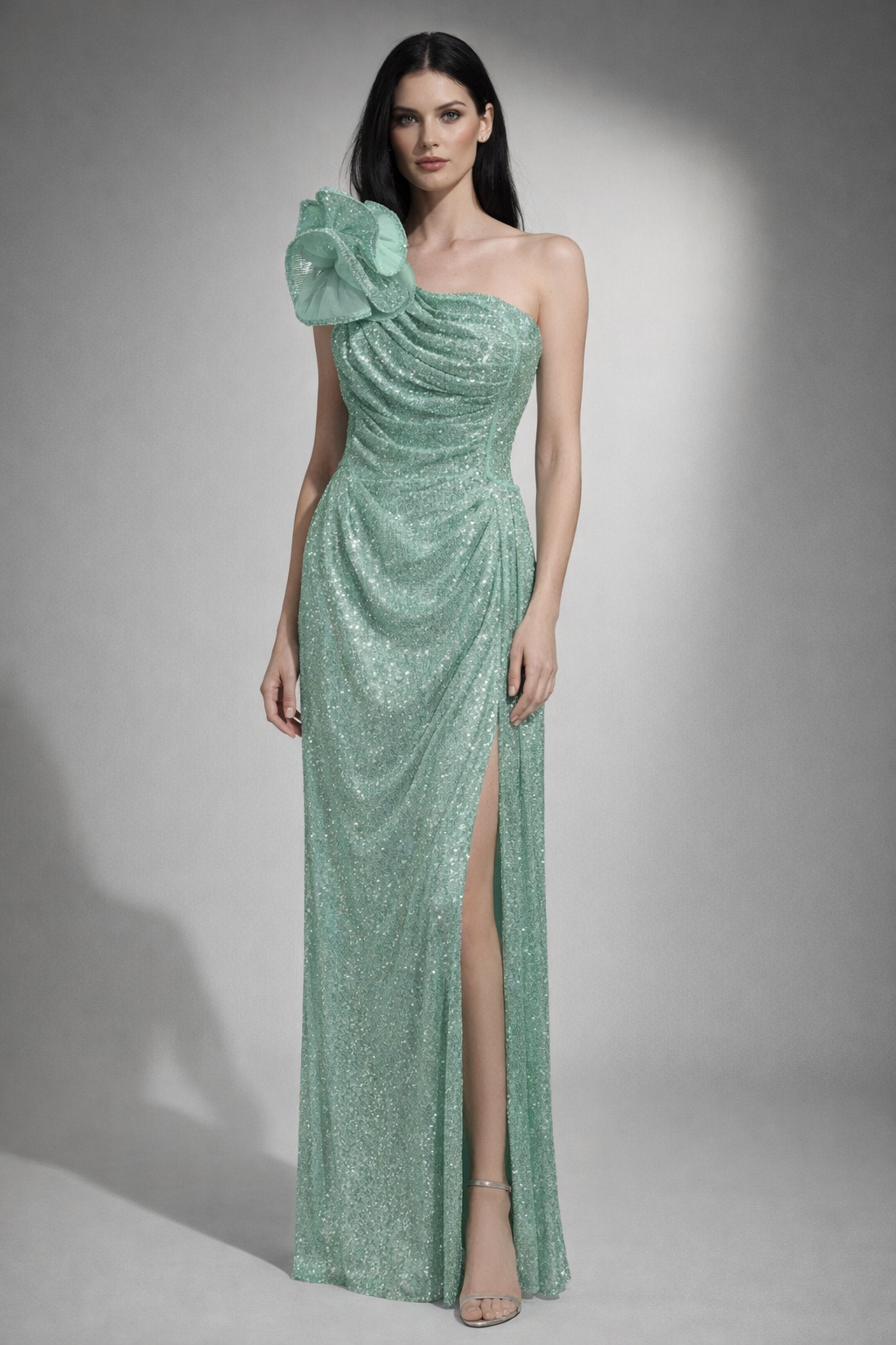 Glamorous  One-Shoulder Sequin Gown