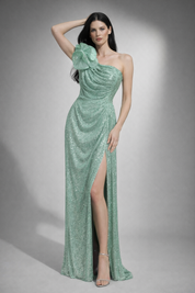 Glamorous  One-Shoulder Sequin Gown