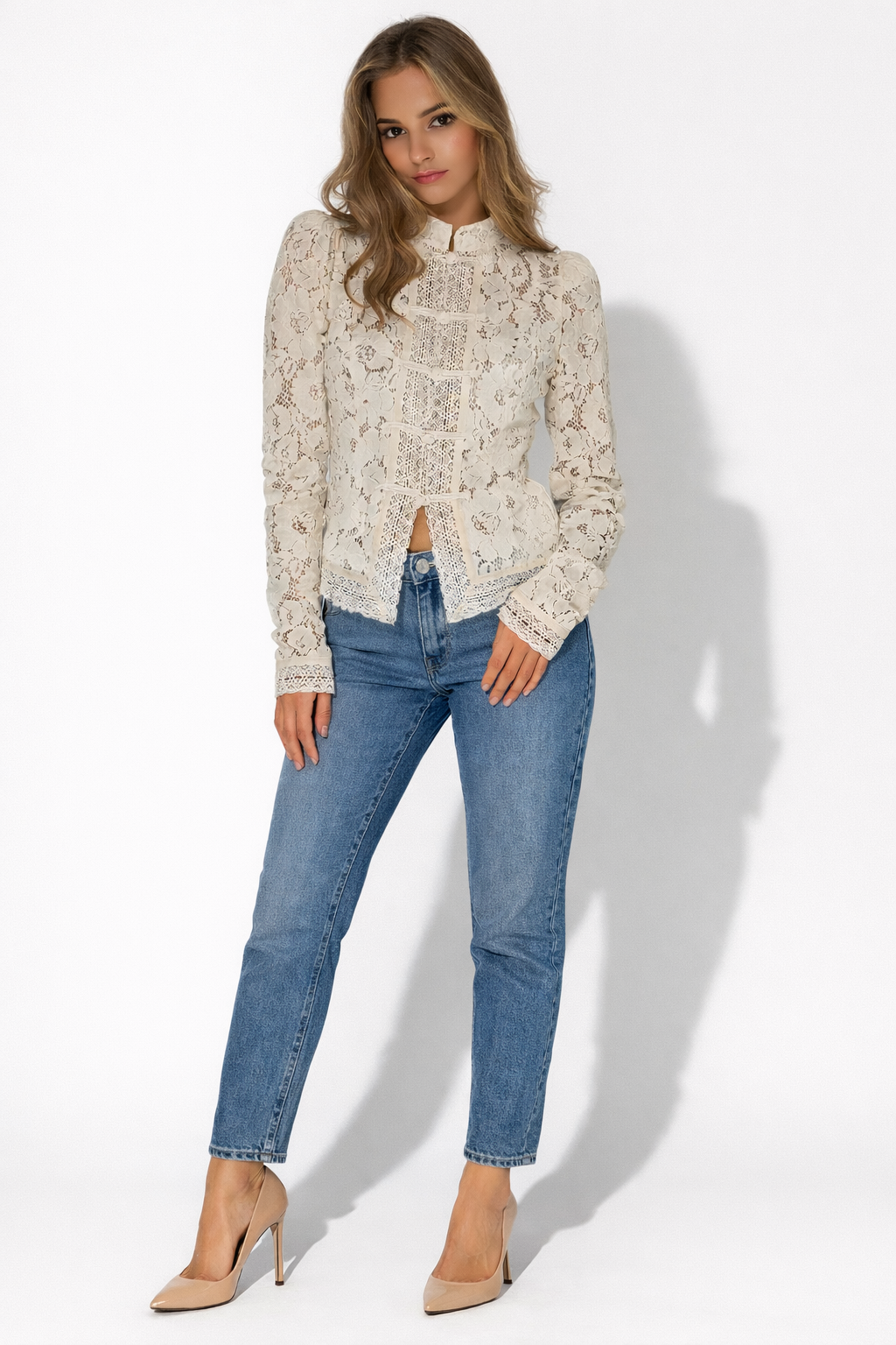 Lace Mandarin Collar Top