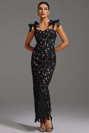 LACE GOWN WITH BOW STRAPS