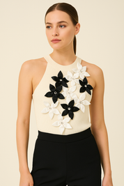 Monochrome Blossom Label Top
