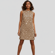 Camel Tweed Sleeveless Dress