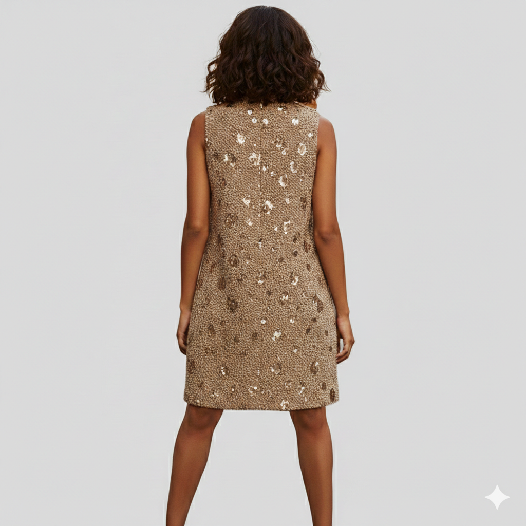 Camel Tweed Sleeveless Dress