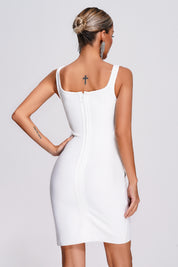 White Bling Mini Bandage Label Dress