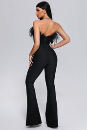 Livia Feather Off Shoulder Label Jumpsuit