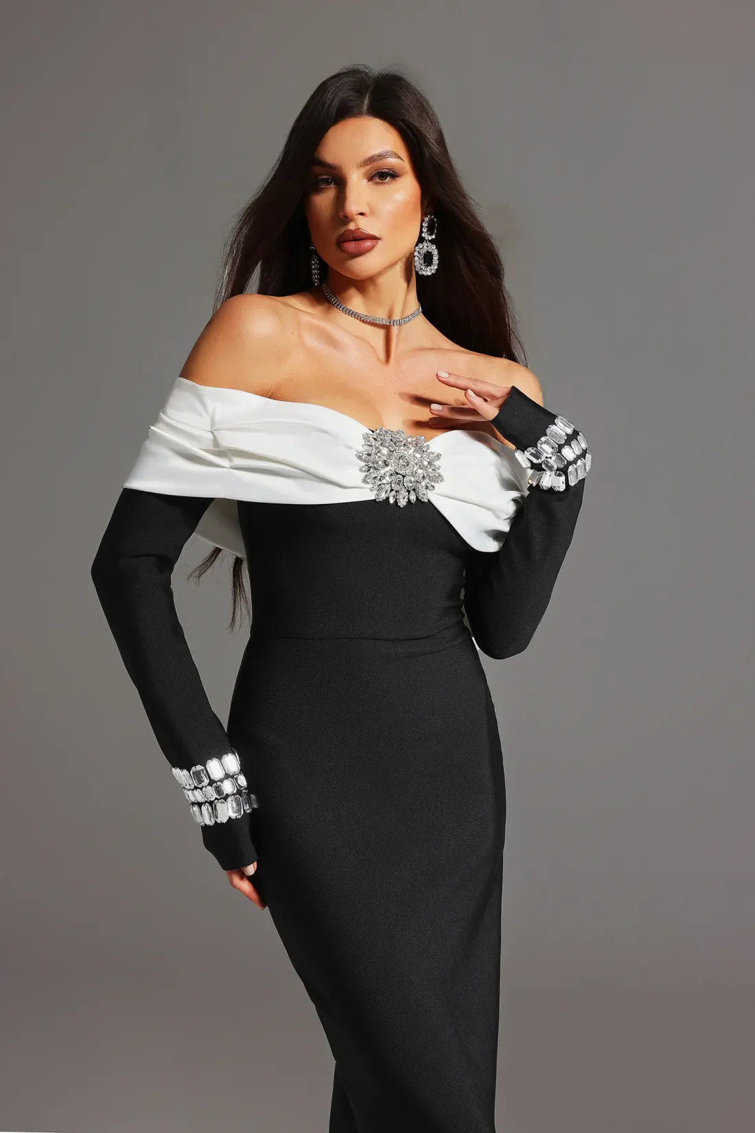 Twilight Opulence Off-Shoulder Dress