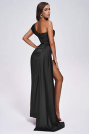 Ravelle Bejewelled Satin Maxi Label Dress