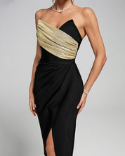 Golden Noir Strapless Dress