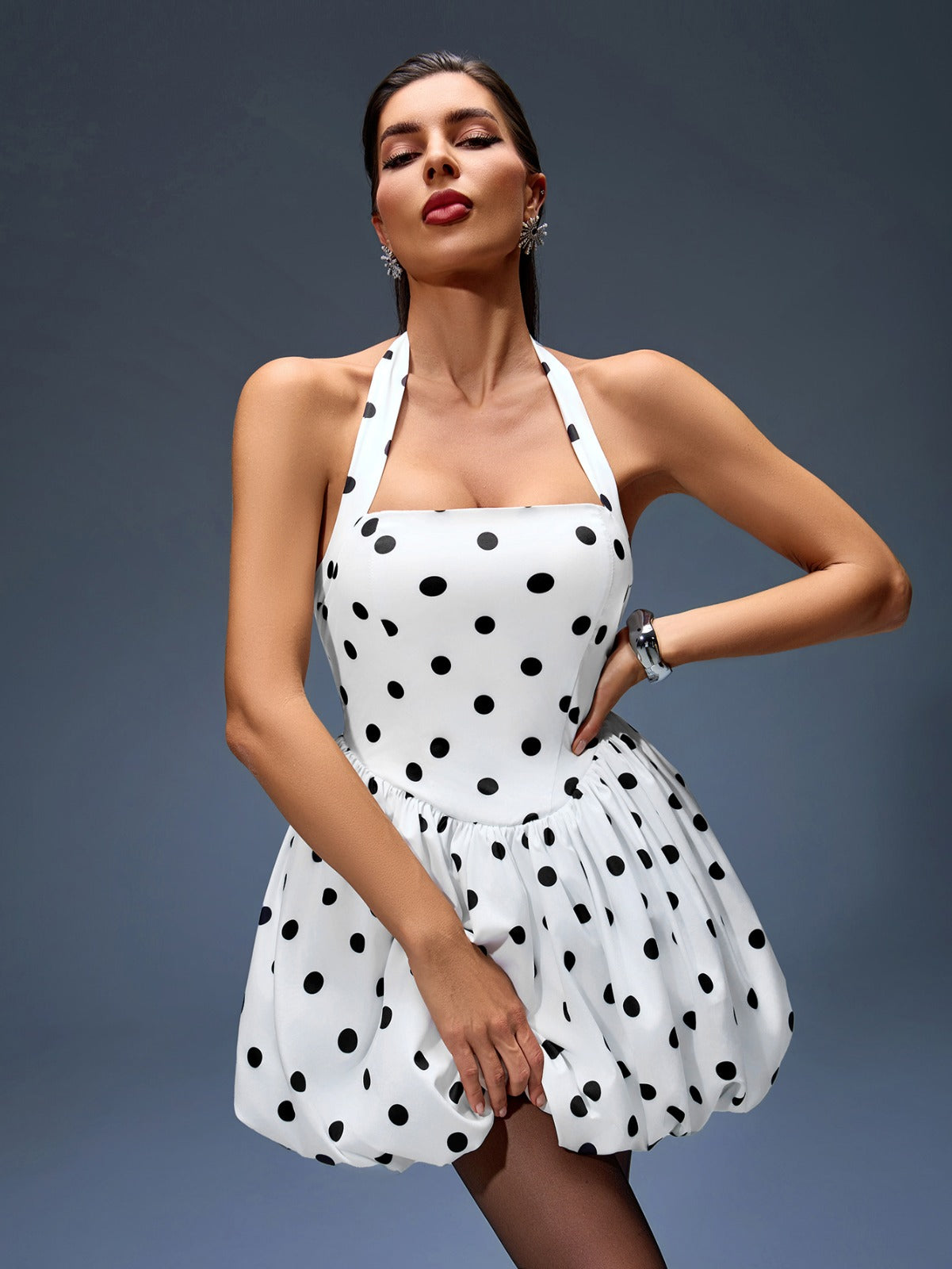 Polka Charm Halter Dress