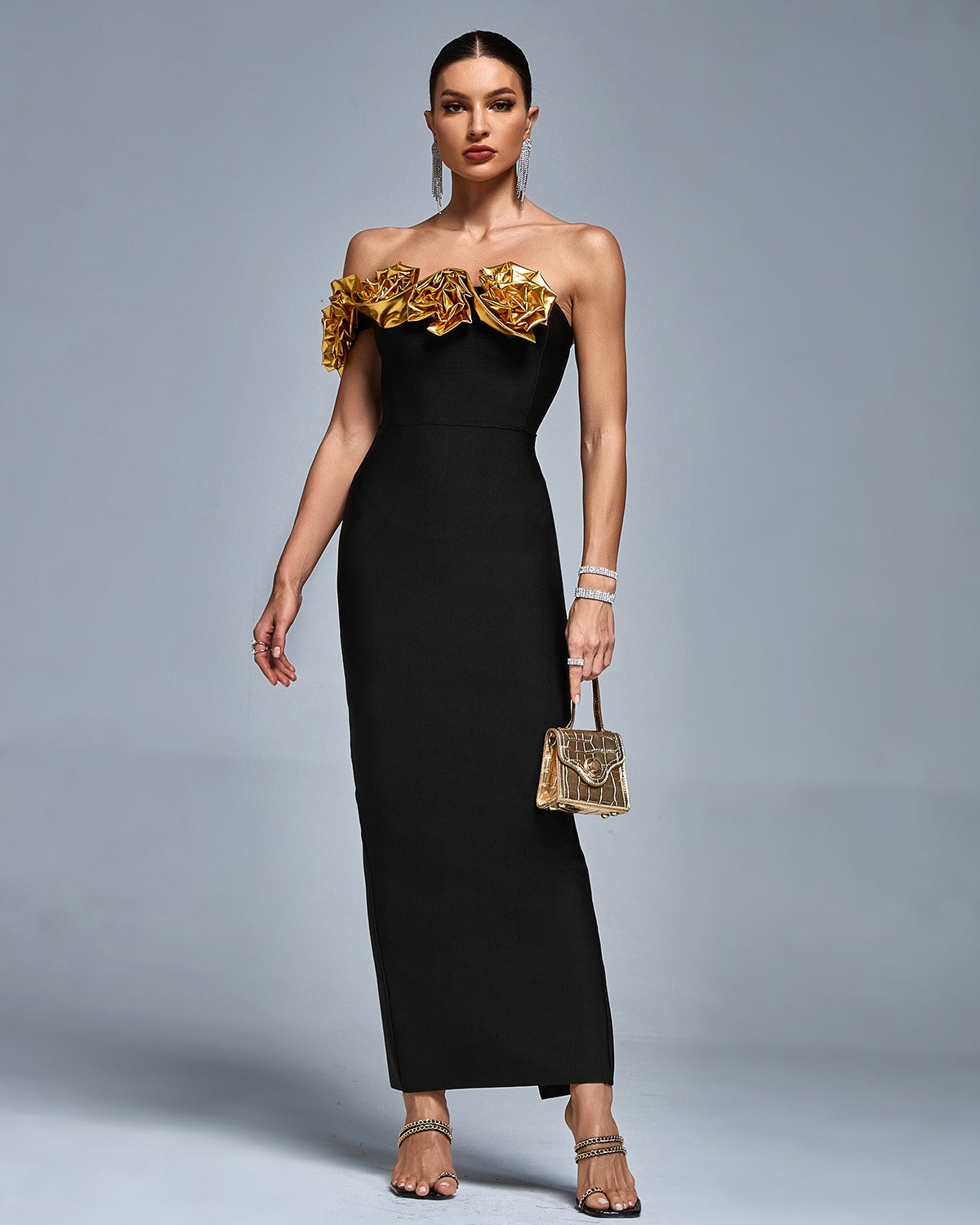 Golden Bloom Couture Dress