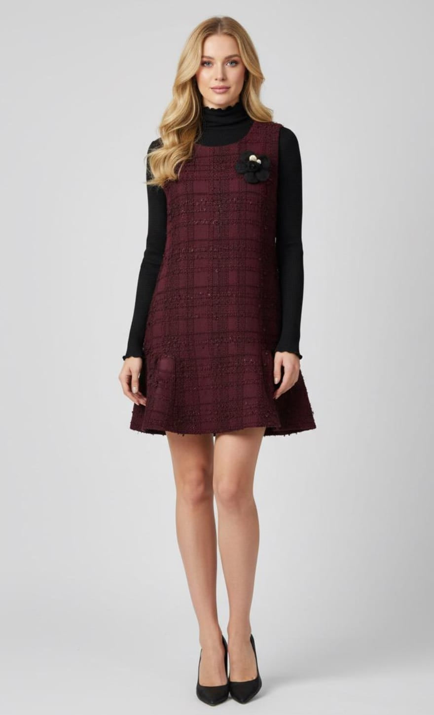 Winter Charm Tweed Shift Dress