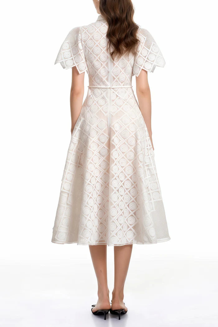 Dimitrios Flower Embroidered Midi Dress