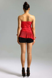 Crimson Bloom Sculpted Corset Top