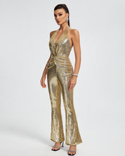 Golden Stardust Halter Jumpsuit