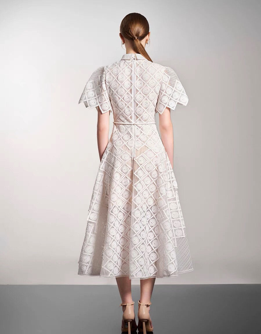 Dimitrios Flower Embroidered Midi Dress