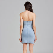 Denim Bloom Mini Dress