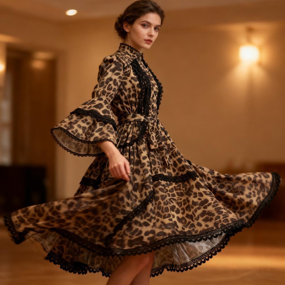 Savage Luxe Leopard Ruffle Dress