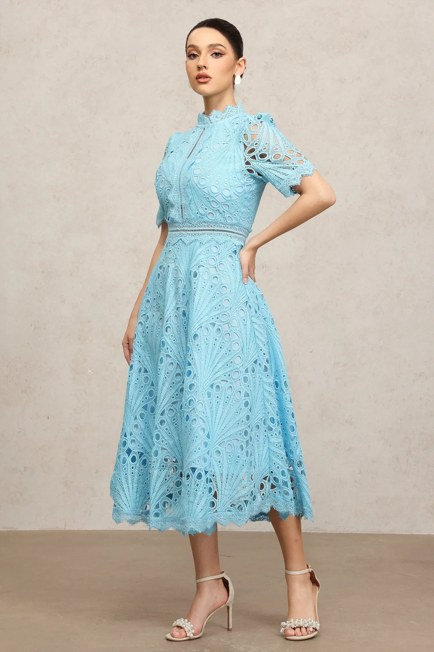 Sky Garden Lace Midi Dress