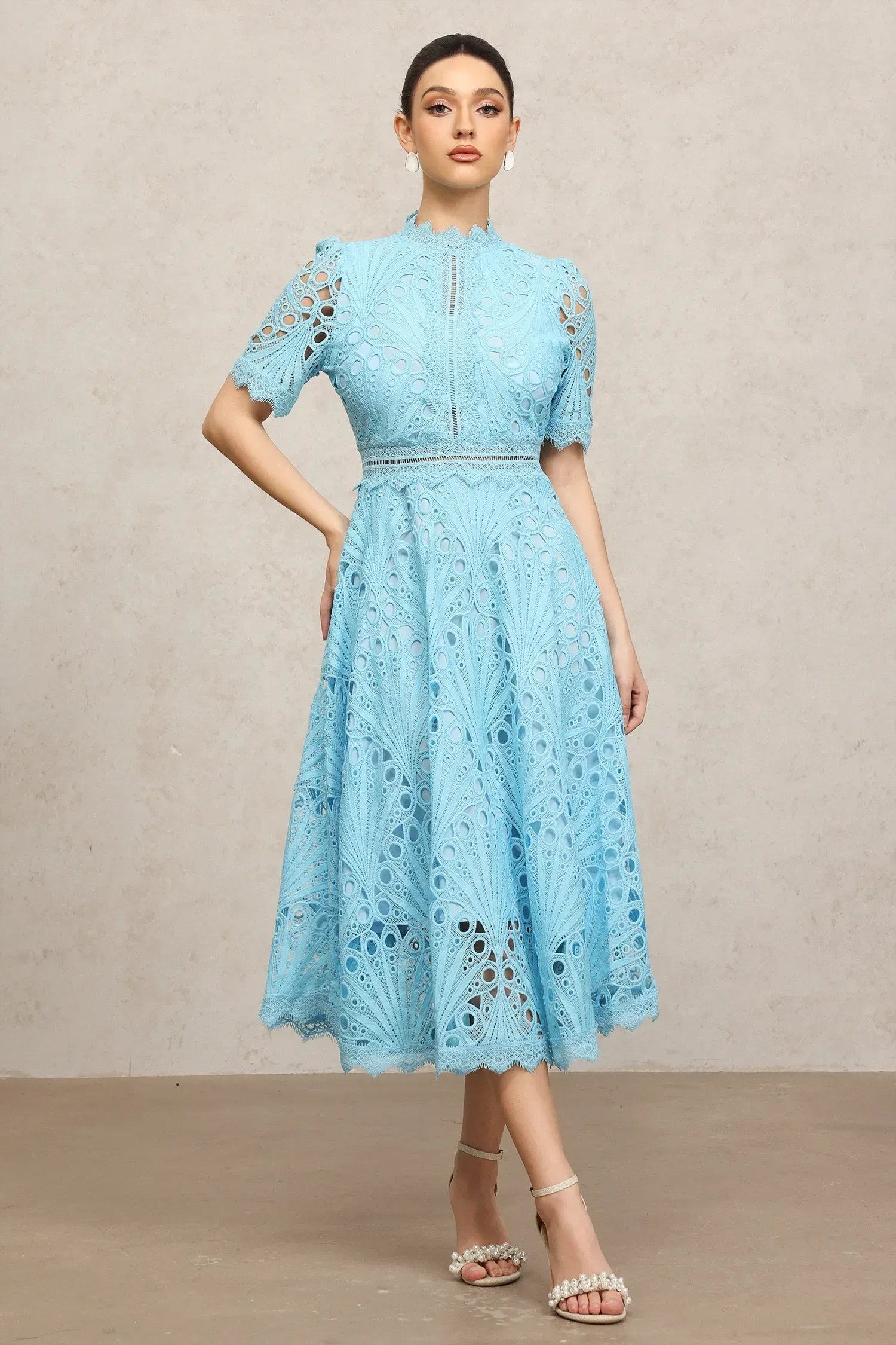 Sky Garden Lace Midi Dress