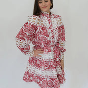 Burgundy Lace Tapestry Midi Dress