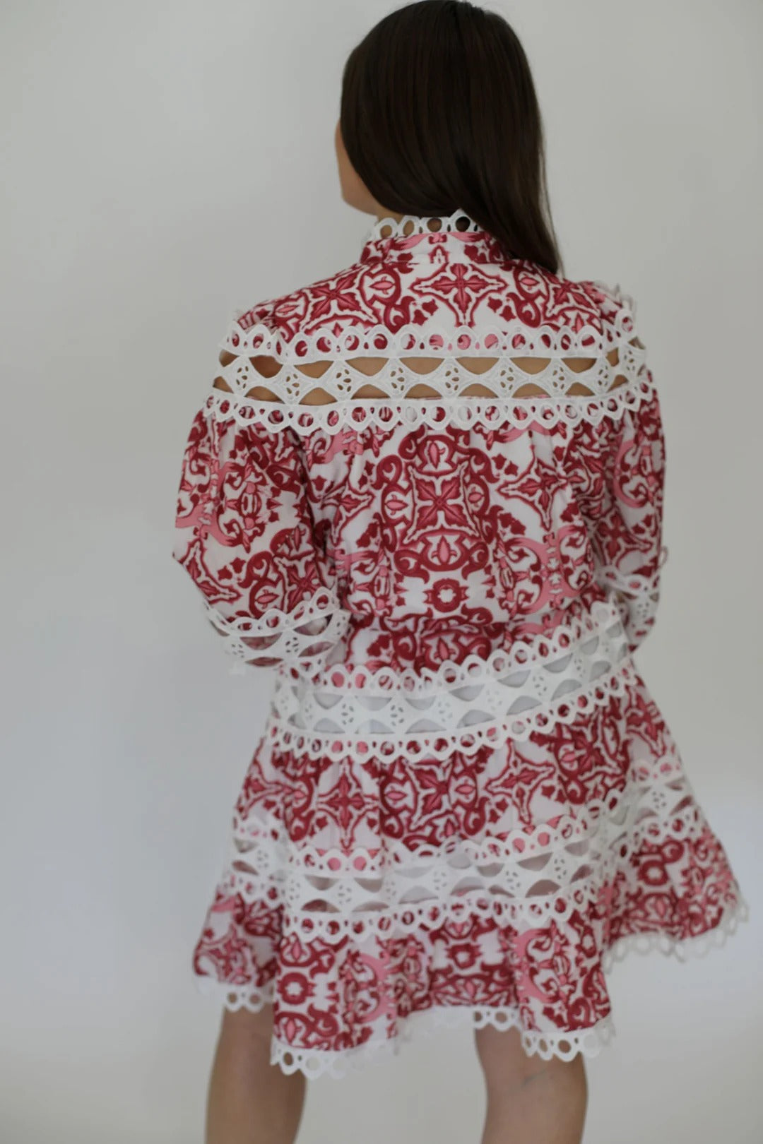Burgundy Lace Tapestry Midi Dress