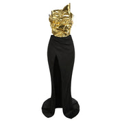 Black Luxe High-Slit Couture Dress
