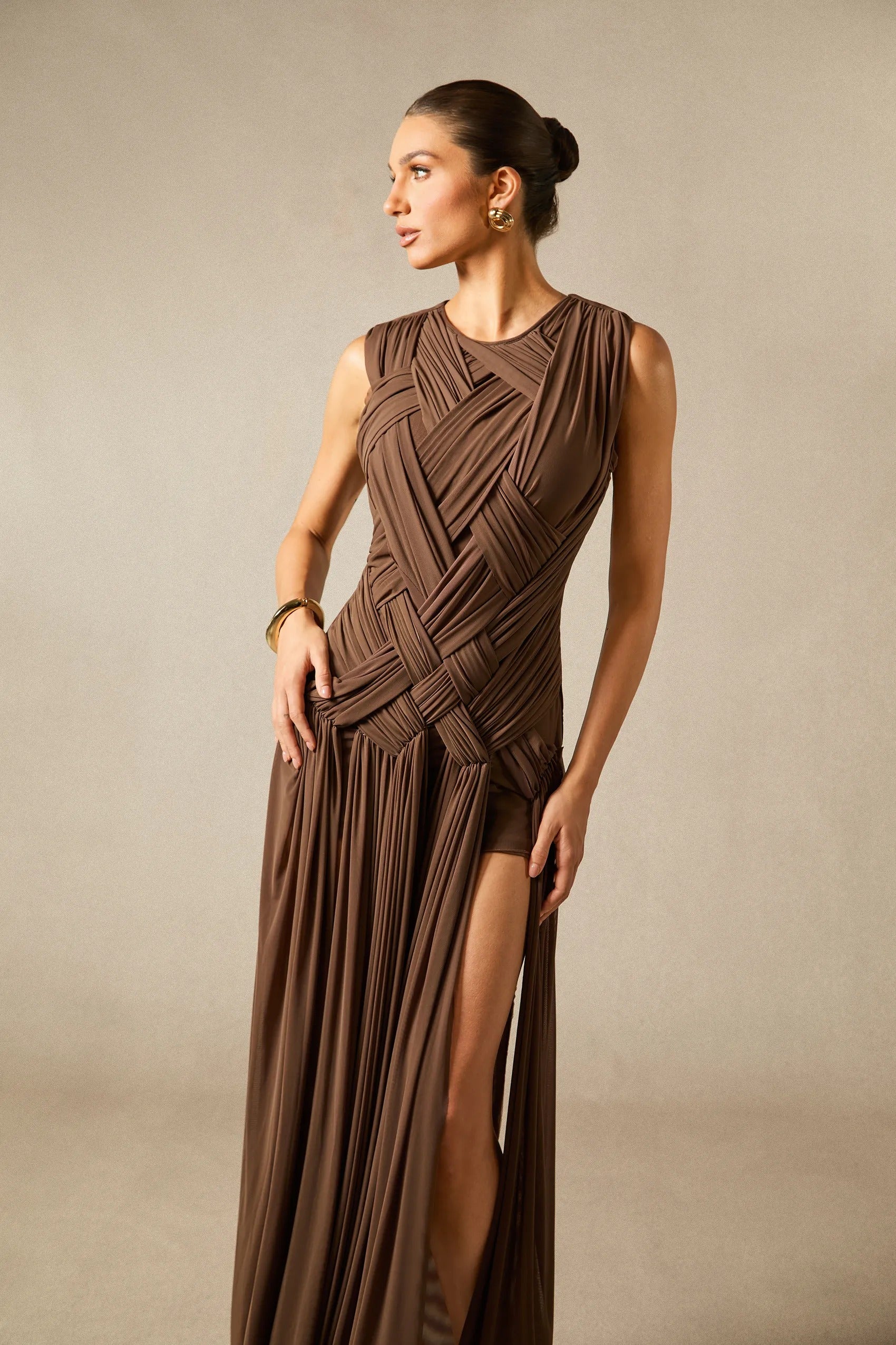 Edna Sleeveless Braided Maxi Dress