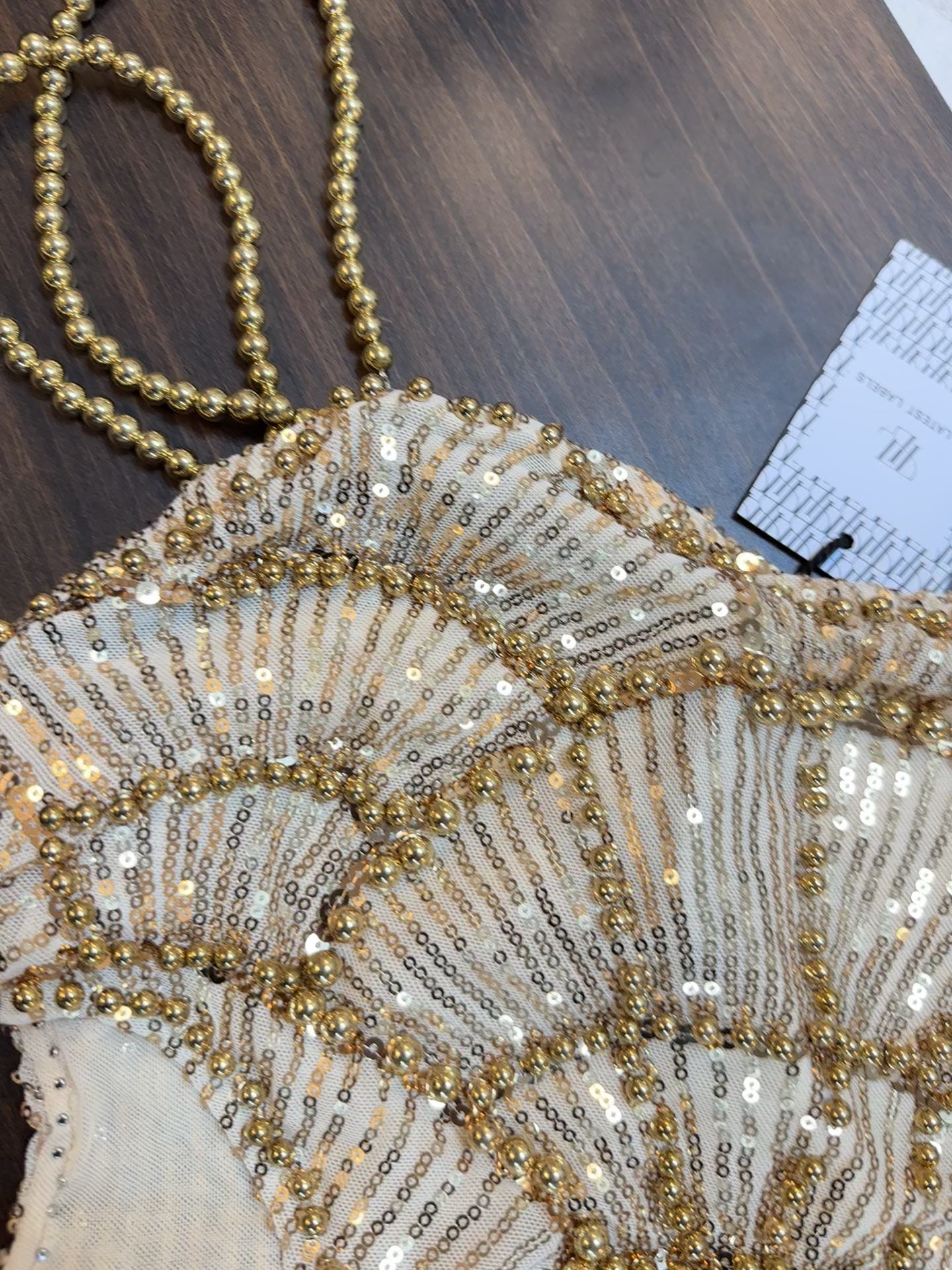 Mirabelle Pearl Sequin Label Dress
