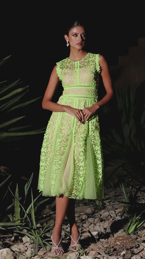 Neon Bloom Elegance Label Dress