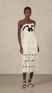 White Strapless Midi Dress