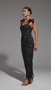 LACE GOWN WITH BOW STRAPS
