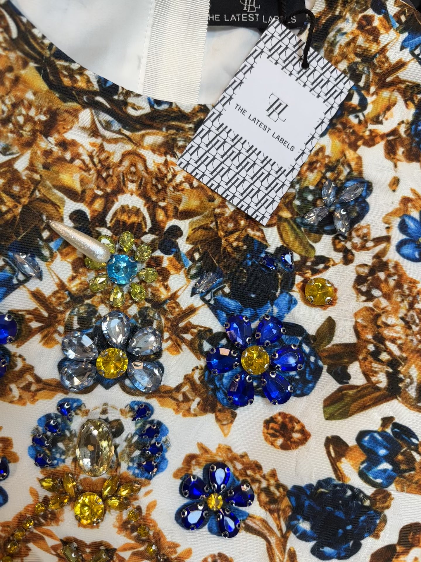 Baroque Majolica Embellished Mini Dress