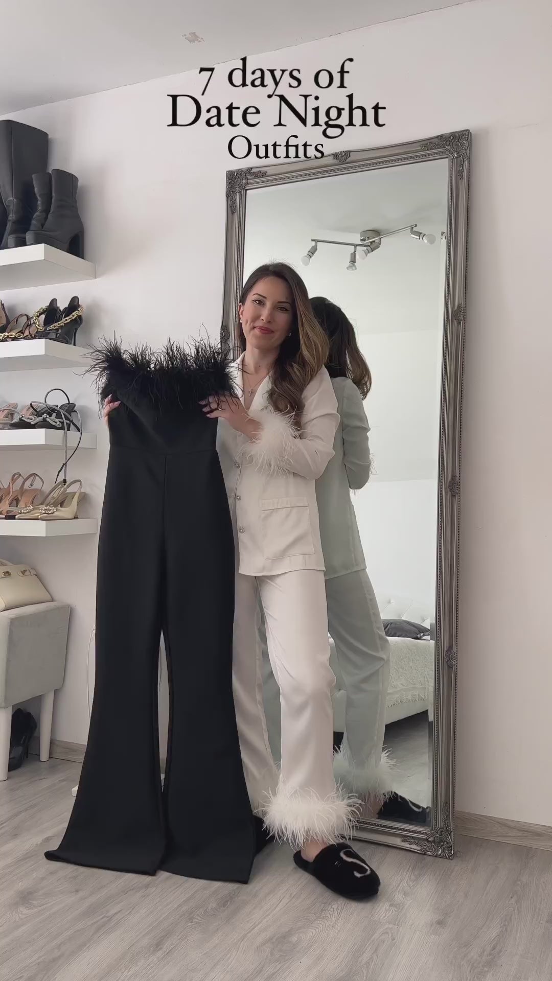 Livia Feather Off Shoulder Label Jumpsuit