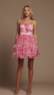 Pink Floral Mini Dress